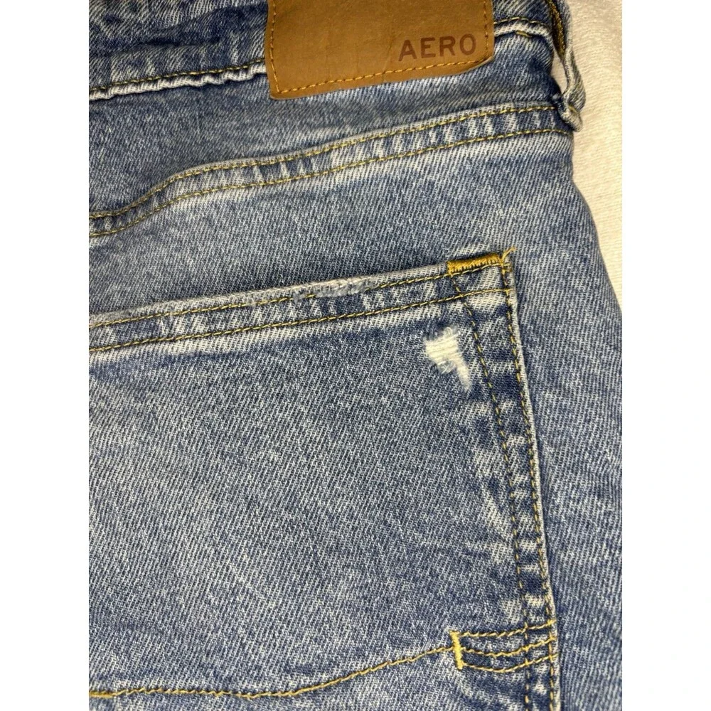 Aeropostale Slim‎ Fit Jeans Mens 36x32 Blue Good Distressed Ripped Denim
